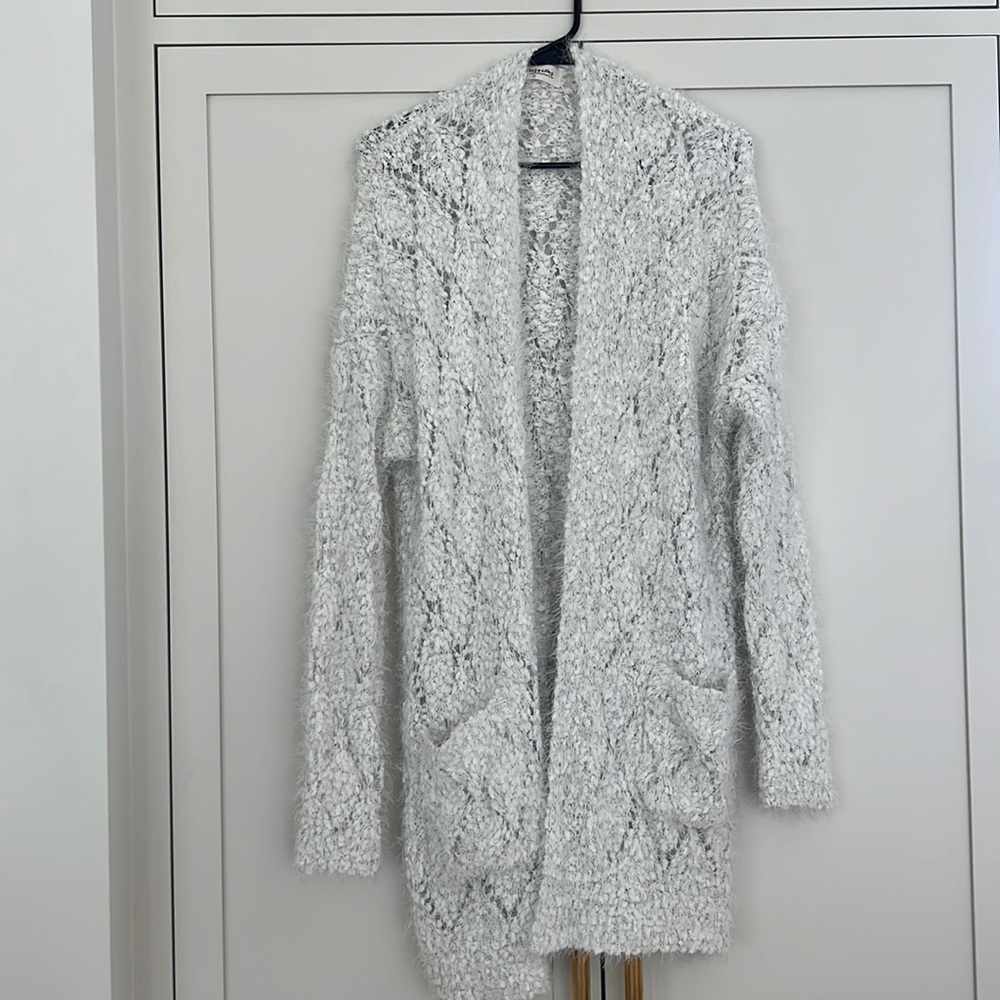 White and Silver Thread Cardigan